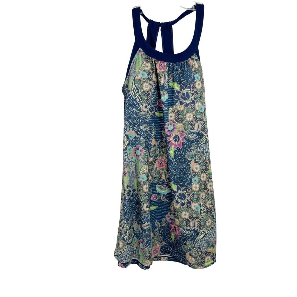Prana Navy Blue Multi Paisley Tank Dress Boho Celestial Outdoors Size XS